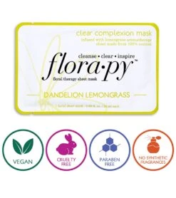 Florapy Clear Complexion Aromatherapy Sheet Mask, Dandelion Lemongrass -Swimwear Outlet 6611788464296 4