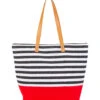 Sun N Sand Nautical Striped Shoulder Tote -Swimwear Outlet 8637041475752 redwhiteblack 1a