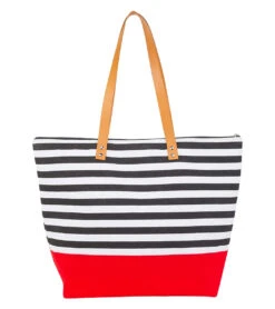 Sun N Sand Nautical Striped Shoulder Tote -Swimwear Outlet 8637041475752 redwhiteblack