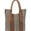 Sun N Sand Striped Shoulder Tote W/ Faux Leather Tassels