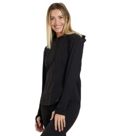 Next By Athena Women's Good Karma Active Long Sleeve UPF 50 Swim Shirt -Swimwear Outlet 8637295460520 black 4a