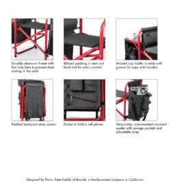 Picnic Fusion Backpack Cooler Chair -Swimwear Outlet 8637352509608 red 7a