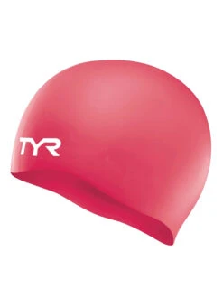TYR Wrinkle-Free Silicone Junior Swim Cap -Swimwear Outlet 8638349148328 coral 1a