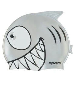 Sporti Cartoon Shark Silicone Swim Cap Jr. 27 Sporti Cartoon Shark Silicone Swim Cap Jr. -Swimwear Outlet 8638424023208 silver