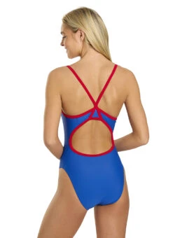 Sporti Guard Piped Thin Strap One Piece Swimsuit 25 Sporti Guard Piped Thin Strap One Piece Swimsuit -Swimwear Outlet 8638447747240 royalbluered 3a