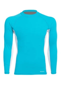 Sporti Men's L/S UPF 50+ Sport Fit Rash Guard 32 Sporti Men's L/S UPF 50+ Sport Fit Rash Guard -Swimwear Outlet 8638631477416 aquabluewhite
