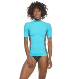 Sporti Women's S/S UPF 50+ Sport Fit Rash Guard -Swimwear Outlet 8638631575720 aquabluegrey 4a