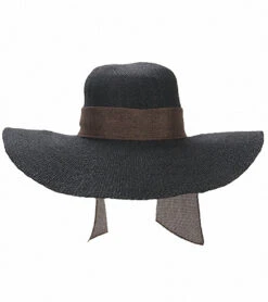 Sun N Sand Melina Crochet W/ Linen Scarf Straw Hat -Swimwear Outlet 8638746099880 black 2a