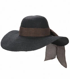 Sun N Sand Melina Crochet W/ Linen Scarf Straw Hat -Swimwear Outlet 8638746099880 black 3a