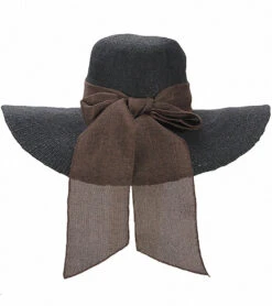 Sun N Sand Melina Crochet W/ Linen Scarf Straw Hat -Swimwear Outlet 8638746099880 black 5a