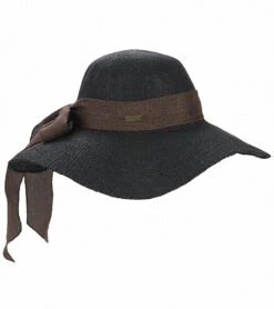 Sun N Sand Melina Crochet W/ Linen Scarf Straw Hat -Swimwear Outlet 8638746099880 black 6a