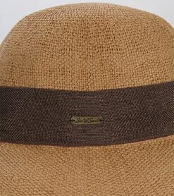 Sun N Sand Melina Crochet W/ Linen Scarf Straw Hat -Swimwear Outlet 8638746099880 tan 7a