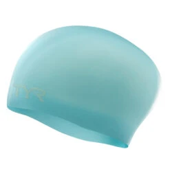 TYR Long Hair Wrinkle Free Silicone Swim Cap 28 TYR Long Hair Wrinkle Free Silicone Swim Cap -Swimwear Outlet 8638811144360 ltblue 1a