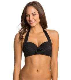 Seafolly Soft Cup Halter Bikini Top -Swimwear Outlet 8638834081960 black