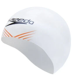 Speedo Fastskin Silicone Swim Cap -Swimwear Outlet 8638845911208 whitedragonfireorangeblack