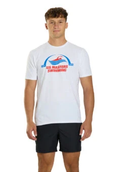 USMS Men's Classic Crew Neck T-Shirt -Swimwear Outlet 8638898438312 white 1a