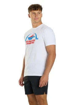 USMS Men's Classic Crew Neck T-Shirt -Swimwear Outlet 8638898438312 white 4a