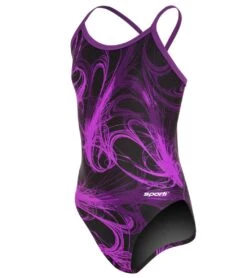 Sporti Light Wave Thin Strap One Piece Swimsuit Youth (22-28) 41 Sporti Light Wave Thin Strap One Piece Swimsuit Youth (22-28) -Swimwear Outlet 8638912102568 blackpurple