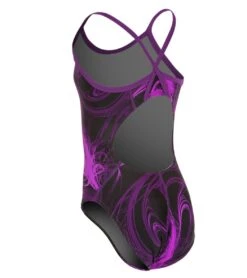Sporti Light Wave Thin Strap One Piece Swimsuit Youth (22-28) 38 Sporti Light Wave Thin Strap One Piece Swimsuit Youth (22-28) -Swimwear Outlet 8638912102568 blackpurple 2a