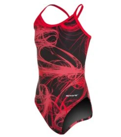 Sporti Light Wave Thin Strap One Piece Swimsuit Youth (22-28) 36 Sporti Light Wave Thin Strap One Piece Swimsuit Youth (22-28) -Swimwear Outlet 8638912102568 blackred