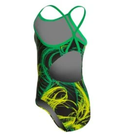 Sporti Light Wave Thin Strap One Piece Swimsuit Youth (22-28) 28 Sporti Light Wave Thin Strap One Piece Swimsuit Youth (22-28) -Swimwear Outlet 8638912102568 lightgreen 2a