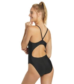 ISwim Essential Solid Thin Strap One Piece Swimsuit (22-44) -Swimwear Outlet 8638979473576 black 1a