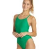 ISwim Essential Solid Thin Strap One Piece Swimsuit (22-44) 1 ISwim Essential Solid Thin Strap One Piece Swimsuit (22-44) -Swimwear Outlet 8638979473576 kellygreen 1a