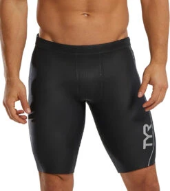 TYR Men's Hurricane Cat 1 Neoprene Buoyancy Swim Shorts -Swimwear Outlet 8639220121768 silverblack