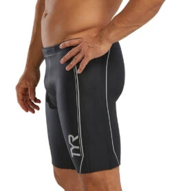 TYR Men's Hurricane Cat 1 Neoprene Buoyancy Swim Shorts -Swimwear Outlet 8639220121768 silverblack 4a