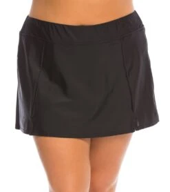 Maxine Plus Size Solid Wide Waist Band Swim Skort 40 Maxine Plus Size Solid Wide Waist Band Swim Skort -Swimwear Outlet 8639296864424 black 1a