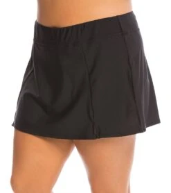 Maxine Plus Size Solid Wide Waist Band Swim Skort 41 Maxine Plus Size Solid Wide Waist Band Swim Skort -Swimwear Outlet 8639296864424 black 2a