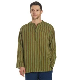 Yak & Yeti Men's Bohemian Long Sleeve -Swimwear Outlet 8639315017896 green 1a