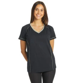 Arena Women's Team Line Short Sleeve V Neck T Shirt 28 Arena Women's Team Line Short Sleeve V Neck T Shirt -Swimwear Outlet 8639630049448 navynologo