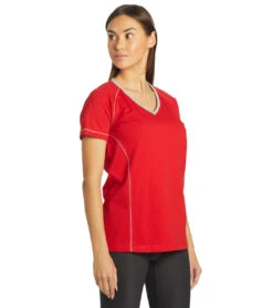 Arena Women's Team Line Short Sleeve V Neck T Shirt 37 Arena Women's Team Line Short Sleeve V Neck T Shirt -Swimwear Outlet 8639630049448 rednologo 2a
