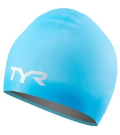 TYR Junior Long Hair Wrinkle Free Silicone Swim Cap 28 TYR Junior Long Hair Wrinkle Free Silicone Swim Cap -Swimwear Outlet 8639640600744 blue 1a