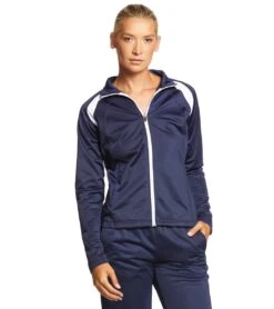 SwimOutlet Women's Sport-Tek® Tricot Track Jacket 39 SwimOutlet Women's Sport-Tek® Tricot Track Jacket -Swimwear Outlet 8640092307624 truenavywhite 2a