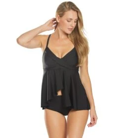 ClubSwim Glamour Twist Underwire Flyaway Tankini Top 36 ClubSwim Glamour Twist Underwire Flyaway Tankini Top -Swimwear Outlet 8640329023656 black 1a