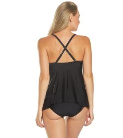 ClubSwim Glamour Twist Underwire Flyaway Tankini Top 38 ClubSwim Glamour Twist Underwire Flyaway Tankini Top -Swimwear Outlet 8640329023656 black 3a