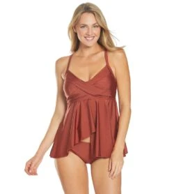 ClubSwim Glamour Twist Underwire Flyaway Tankini Top 35 ClubSwim Glamour Twist Underwire Flyaway Tankini Top -Swimwear Outlet 8640329023656 copper