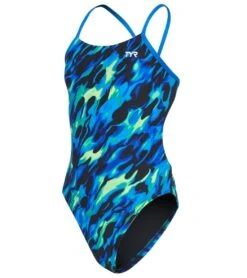 TYR Girls' Draco Cutoutfit One Piece Swimsuit 33 TYR Girls' Draco Cutoutfit One Piece Swimsuit -Swimwear Outlet 8640345079976 bluegreen