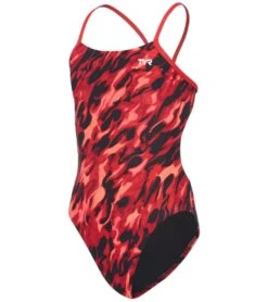 TYR Girls' Draco Cutoutfit One Piece Swimsuit 38 TYR Girls' Draco Cutoutfit One Piece Swimsuit -Swimwear Outlet 8640345079976 red 1a