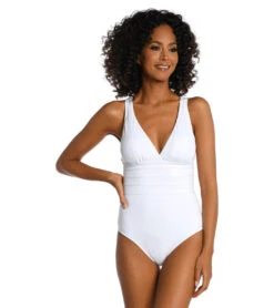 La Blanca Island Goddess Multi Strap One Piece Swimsuit 37 La Blanca Island Goddess Multi Strap One Piece Swimsuit -Swimwear Outlet 8640662438056 white 1a