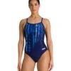 Arena Women's Team Painted Stripes Light Drop Back One Piece Swimsuit 2 Arena Women's Team Painted Stripes Light Drop Back One Piece Swimsuit -Swimwear Outlet 8640746291368 navymultiturquoise 1a