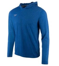 Speedo Unisex Long Sleeve Solid Hooded Shirt -Swimwear Outlet 8640921665704 speedoblue 1a