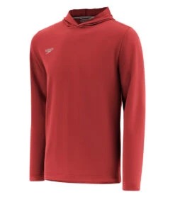 Speedo Unisex Long Sleeve Solid Hooded Shirt -Swimwear Outlet 8640921665704 speedomaroon 1a