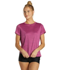 Sporti Women's S/S Hybrid UPF 50+ Sun Shirt -Swimwear Outlet 8641052934312 fushia