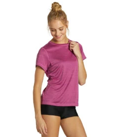 Sporti Women's S/S Hybrid UPF 50+ Sun Shirt -Swimwear Outlet 8641052934312 fushia 2a