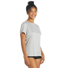 Sporti Women's S/S Hybrid UPF 50+ Sun Shirt -Swimwear Outlet 8641052934312 iciclegrey 4a