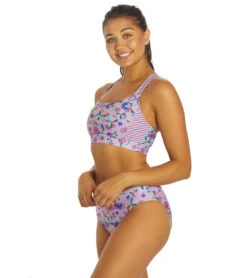 Dolfin Uglies Women's Asymmetrical Two Piece Work Out Swimsuit -Swimwear Outlet 8641075642536 pinwheel 4a