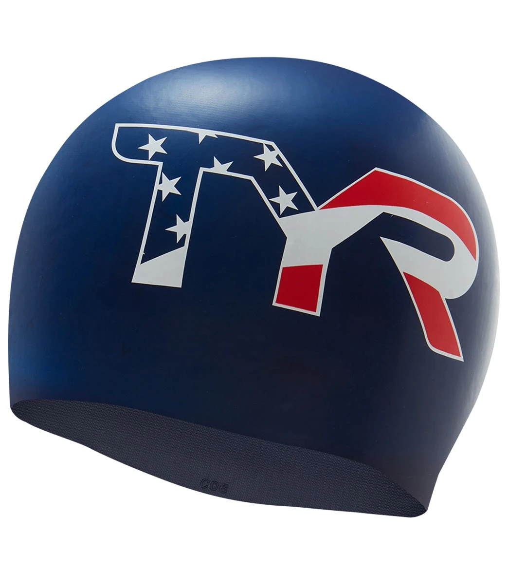 TYR USA Logo Silicone Swim Cap 6 TYR USA Logo Silicone Swim Cap - Image 4